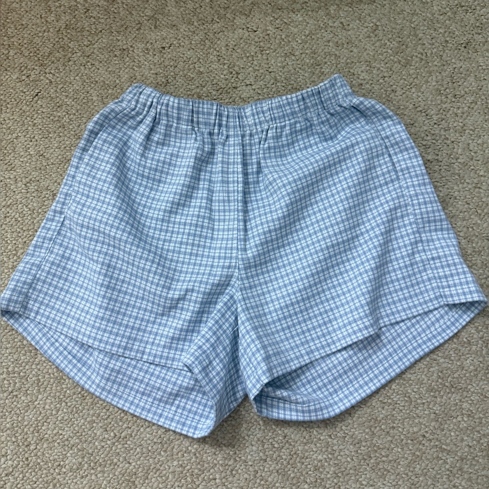 Blue and White Checkered Shorts